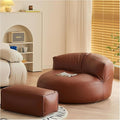 Bean Bag Chairs for Adults, Faux Leather Bean Bag Sofa, Ergonomic Support & Easy Clean with Wet Wipes, DIY Filling for Living Room, Bedroom, Garden Floor Seating (D)