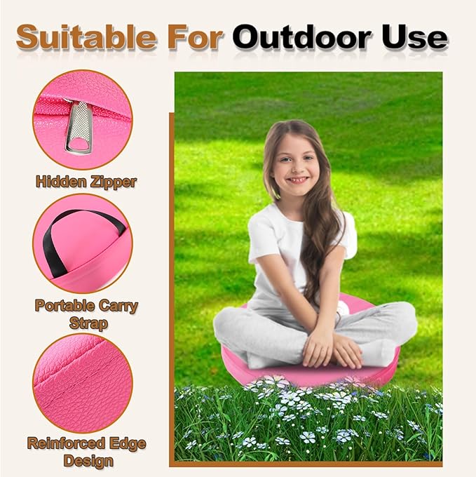 M Mute Touch 6 Pcs Flexible Floor Cushion, Waterproof Cushions Easy to Clean and Carry,16''x16''x2'' Soft Cushion for Learning Sitting Daycare Chair Yoga and Meditation (PU Leather)