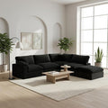 Forest aesthetics 143" Cloud Modular Sectional Sofa,Black Down Filled Sofa 4 Seat with Chaise,Minimalist Sofa Cover Washable and Replaceable Couches for Living Room,Sectional Sofa Deep Seat
