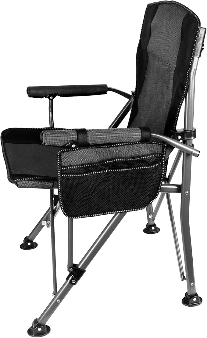 Folding Camping Chair with Cup Holder and Storage Bag, Heavy Duty Support 400 LBS, Oversized Collapsible Portable Camping Chair for Outdoor Camp, Picnic, Travel, Fishing Grey