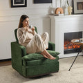 VINGLI 360° Swivel Mid-Century Modern Accent Armchair with Double-Layer Seat Cushions, Comfy Single Square Sofa, Upholstered Club Chair for Living Room,Bedroom, Reading Room, Chenille Green