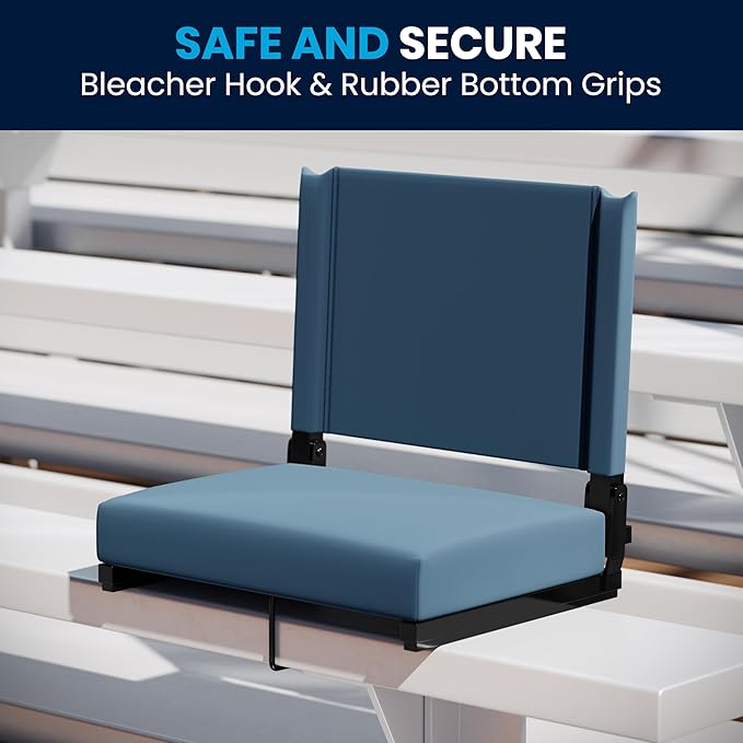 Flash Furniture Grandstand Portable Stadium Seat for Bleachers or Benches, Folding Padded Stadium Chair with Carrying Handle, 500 lb. Weight Capacity, Teal