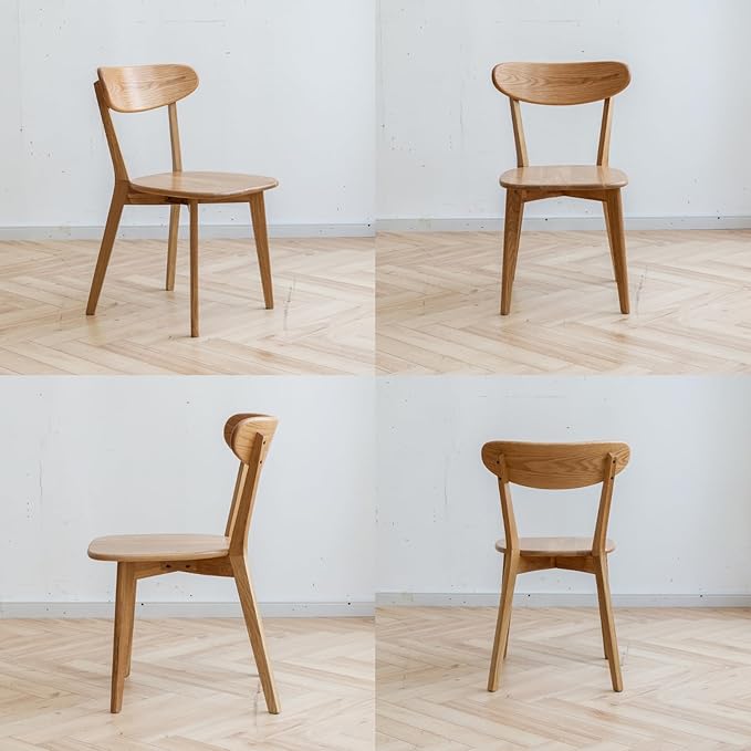 Hymus 100% Solid Oak Wood Dining Room Chairs - Practical Kitchen Chairs for Dining Room, Kitchen, Living Room (2, Natural)