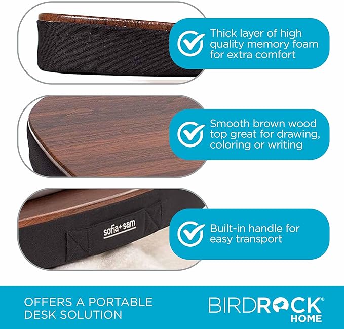 Sofia + Sam Oversized Memory Foam Lap Desk (Wood Top) | Supports Laptops Up to 20 Inches