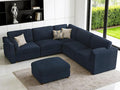 CUGOAO 117.7'' Modular Sectional Sofa, Oversized L-Shaped Sectional Couch with Ottoman, Deep Seat Chenille Cloud Couch, Mordern Upholstered Couches for Living Room, Apartment, Office, Blue