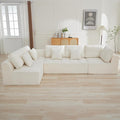 140''Cloud Boneless Couches for Living Room, Modular Sectional Compressed Sectional Sofa, Oversized L Shaped 5 Seater Upholstered Memory Foam Sofa, No Assembly, Chenille Beige