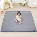 PAPAMAT 1.3" Thick Baby Floor Play Mat 59x71, Basic Padded Foam Mat for Tummy Time Crawling, Non Slip Cushioned for Babies Toddlers Infants Kids (Light Grey)