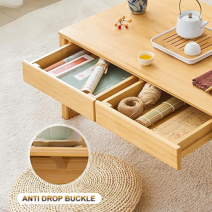 Japanese Meditation & Tea Table Antique Altar Table, Multifunctional Low Floor Tatami Table for Tea, Laptop, and Meditation (Beige, 70x42x30cm)