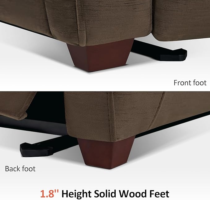 MCombo Power Zero Wall Hugger Recliner Chair for Small Space RV Living Room, Power Recliner with Adjustable Headrest, USB & USB-C Charging Ports, Fabric ST257 (Coffee)