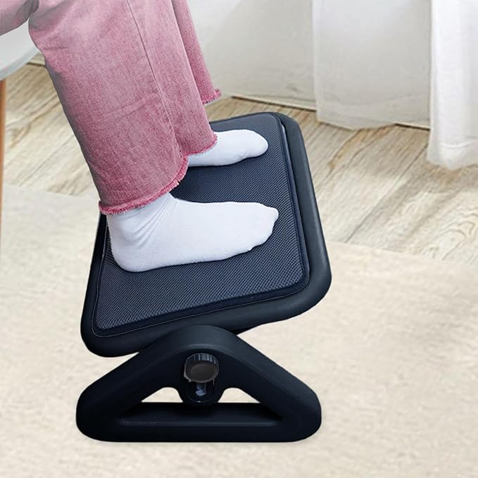 Foot Rest Under Desk Ergonomic Multifunctional for Office, Home, Travel Six Heights Adjustable Foot Stool for Office Gaming, Black