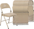 16 Pack Khaki Padded Folding Chairs Set - Comfortable Stackable Portable Chairs for Indoor Outdoor, Events, Parties, Office, Wedding (PU Leather, Urban Khaki,School Chair)