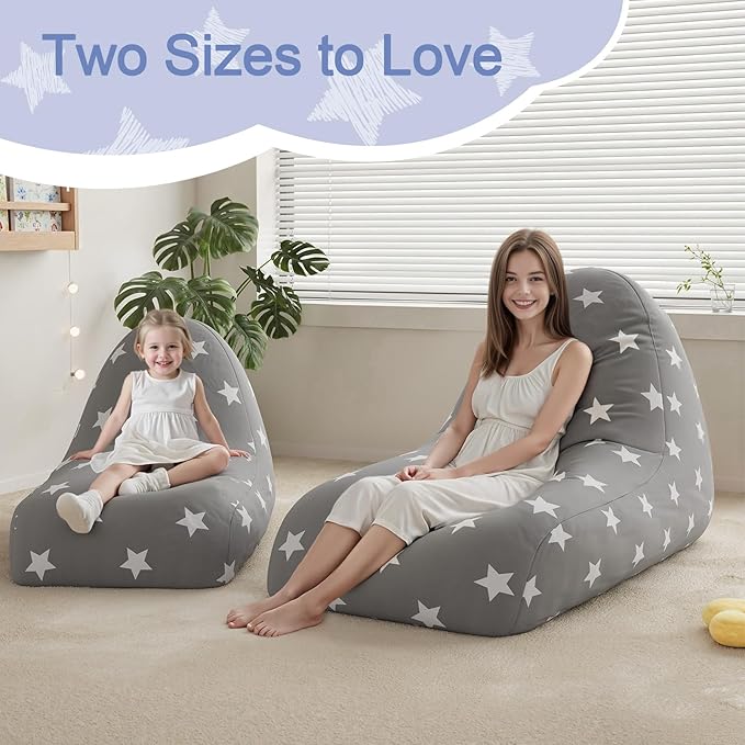 COMAX Bean Bag Chairs for Kids, Kid Beanbag Chair Stuffed with Filler, Toddler Lounge Chair Cotton, Lazy Floor Lounger for Girls and Boys, Premium Cotton Canvas