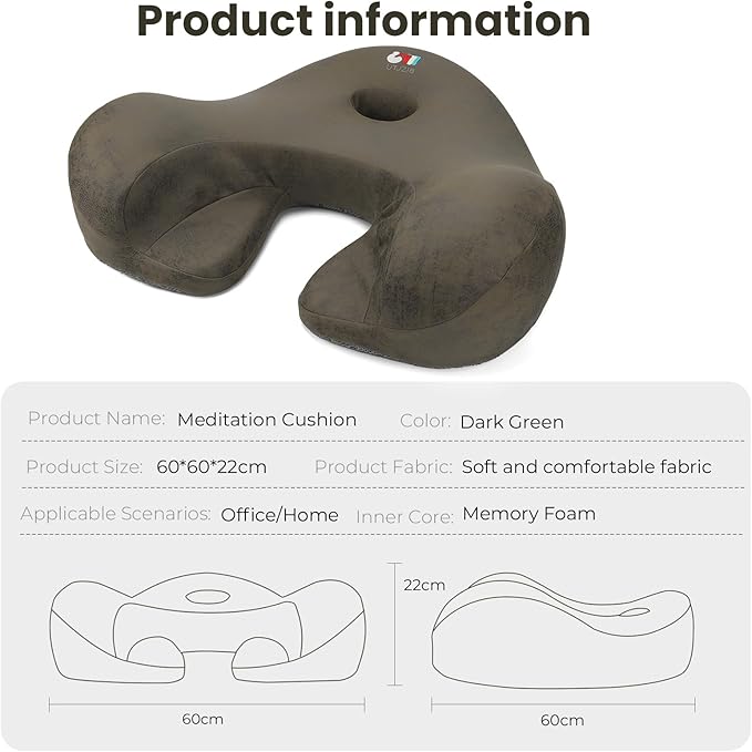 UTJZIB Meditation Cushion & Floor Pillow Seat - Ergonomic Comfortable Memory Foam Set Relieves Numbness Tailbone & Hip Pain from Long Sitting, idea for Reading, Yoga.