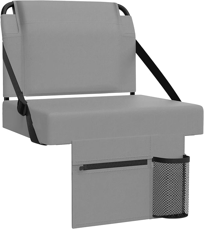 2pcs Stadium Seat for Bleachers with Back Support，Portable Bleacher Chairs with Back and Cushion，Includes Shoulder Strap and Cup Holder