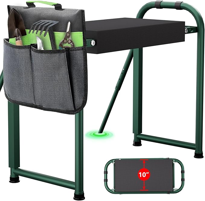 seasky Foldable Garden Kneeler and Seat, Anti-Tipping Gardening Bench Widened Thick Soft Kneeling Pad, Heavy Duty Gardening Stool with Tool Bag,Gardening Gift for Women