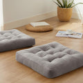 SM-XLHN Meditation Floor Pillow Set of 2, Square Large Pillows Seating for Adults, Meditation Cushion Pillow,Tufted Corduroy Cushion for Tatami Living Room or Yoga, Light Gray, 22x22 Inch