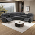 Manual Reclining Sofa Set with Drop-Down Table, Corduroy Sofa Sets, Living Room Furniture Sets, Modern Manual Recliner Sofa Sets with Storage Console for Living Room (Dark Grey, Sectional)