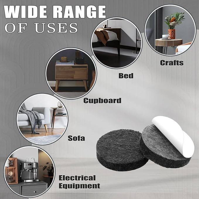 Yelanon Felt Furniture Pads for Hardwood Floors -261 Pcs Premium Floor Protectors for Furniture, Felt Pads for Chair Legs, Black & Beige