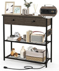 GOFLAME Console Table with Power Outlet, Narrow Entry Table with Drawers, 2 AC Outlets & 2 USB Ports, Sofa Table for Living Room Behind Couch, Living Room, Foyer, Grey Oak