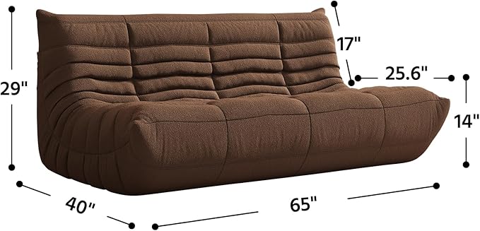 Bean Bag Chair, Fireside Chair, Large Bean Bag Chair for Adults, Bean Bag Chairs for Teens with High-Resilience Foam, Non-Slip Base Floor Lounge Sofa,Living Room (Coffee, 3-Seater)