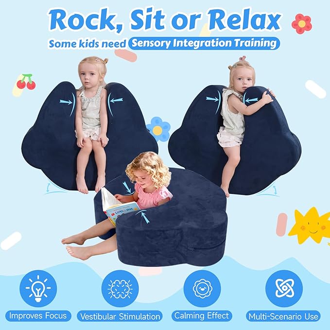 Sensory Soft Squeeze Seat for Kids - Wobble Compression Chair with Rocking Motion, Calming Sensory Chair for Autism & ADHD, Flexible Seating for Classroom Therapy Home, Removable Washable Cover