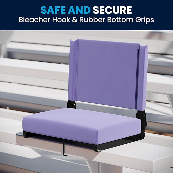 Flash Furniture Grandstand Portable Stadium Seat for Bleachers or Benches, Folding Padded Stadium Chair with Carrying Handle, 500 lb. Weight Capacity, Purple