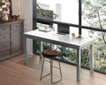 Modern 47 Inch Wood Computer Desk with Thick Desktop - Gaming, Writing Table for Home Office, Study, Work, Student & School Use, Simple Style, White