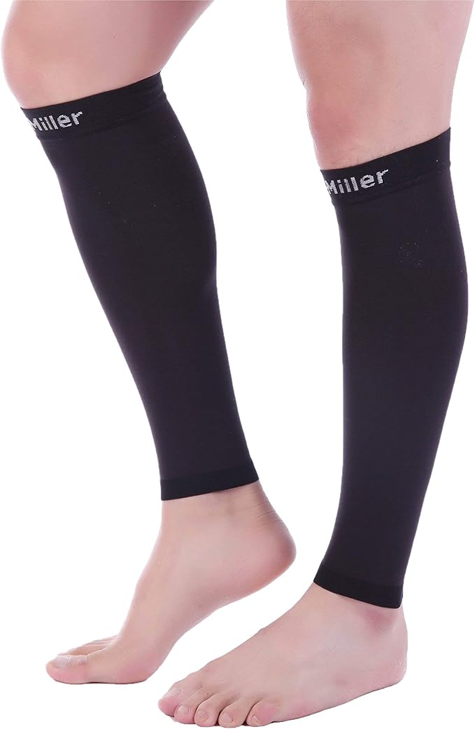 Doc Miller Compression Calf Sleeve for Men & Women – 20-30mmHg Graduated Support for Running, Shin Splints, Calf Strain – Knee High, Small to 6XL Plus Size