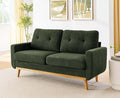 Modern Loveseat Sofa, Velvet Upholstered Small Couch, Green Couch with Wooden Leg, Easy Assembly Couches for Living Room, Small Spaces, Apartment