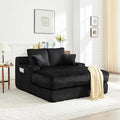 Asukale 60" Oversized Chaise Lounge Chair Indoor, Boneless Cloud Chair Bed with 4 Pillows & Armrests, No Assembly Corduroy Upholstered Sofa for Living Room, Bedroom, Apartment(Black)