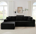 Vanress Cloud Couch Sectional, Corduroy Boneless Couch with L-Shape Chaise, Modern Modular Sectional Sofa Comfy Deep Seat for Living Room, Bedroom, No Assembly (Black, Left Facing Chaise)