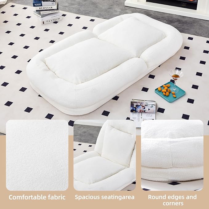 Beige Folding Sofa Chair - 5 Adjustable Positions for Comfort, Perfect Plush Lounge Chair for Gaming, Meditation, and Relaxing Moments!
