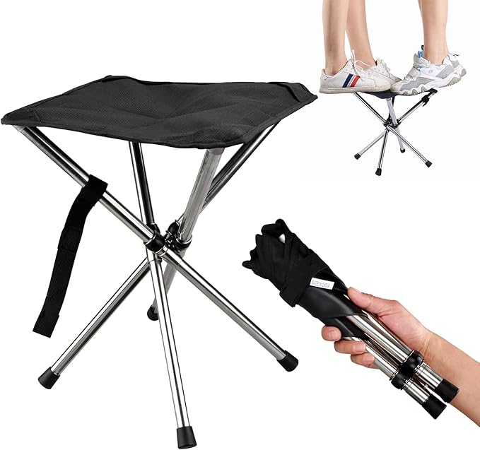 JVZI® Ultra-Light Backpacking Camping Stool - 275lbs Capacity, 1-Second Setup | Waterproof, Dual-Height Design for Camping, Bonfire,Fishing & Queues (1)