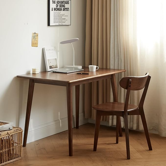 Hymus 100% Solid Oak Wood Dining Room Chairs - Practical Kitchen Chairs for Dining Room, Kitchen, Living Room (4, Walnut)