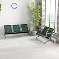 Kinfant 5-Seat Waiting Room Chair - Office Guest Reception Chairs with Ergonomic Backrests, Airport Waiting Bench with Armrests, Metal Waiting Furniture for Hospital, Dark Green (2-Seater+3-Seater)