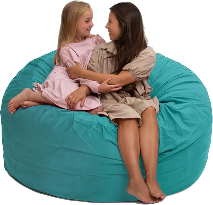 ULTIMATE SACK 5000 5-Foot Bean Bag Chair, Teal Suede Cover – Oversized Foam Lounger, Floor Seat, Small Sofa, or Couch Bed for Living Area, Gaming Room, or Reading Lounge