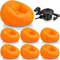 Realspring 6 Pcs Inflatable Bean Bag Chairs for Adults with Electric Air Pump, Blow up Couch Folding Portable Inflatable Couch Lazy Sofa for Outdoor Movie Nights Camping Room (Orange)
