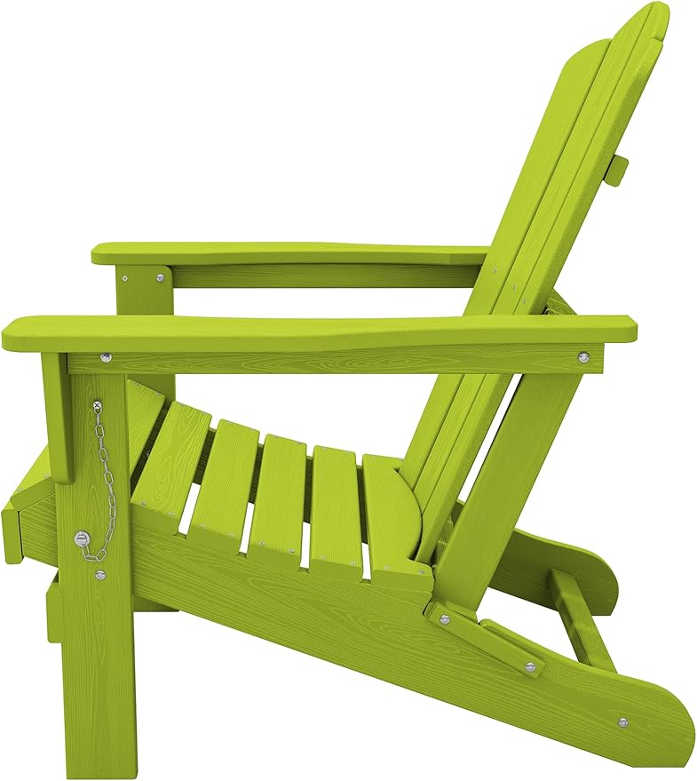 KINGYES Folding Adirondack Chair Set of 2, HDPE All-Weather Folding Adirondack Chair, Apple