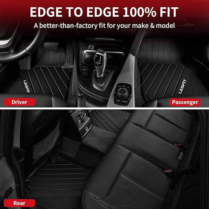 LASFIT Floor Mats & Cargo Mat for 2023 2024 2025 BMW X1 xDrive28i M35i xDrive, Custom Fit TPE All Weather Waterproof Floor Liners Full Set Car Liners, Black