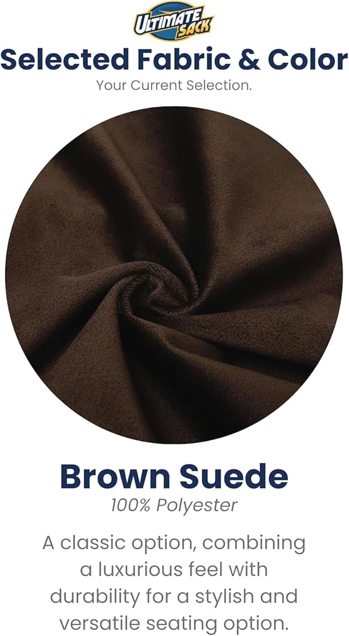 ULTIMATE SACK 6ft Bean Bag Chair & Footstool, Oversize Bean Bag Chair for Adults, Comfy Chair Bean Bag Couch Lounge Sofa Loveseat Furniture | Brown Suede