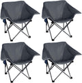 4 Pack Portable Camping Chair Compact Collapsible Outdoor Folding Sports Chairs for Adults Heavy Duty Camp Sporting Events Park Lawn 400 Lbs Black Gray