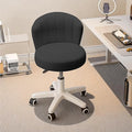 HDHNBA Small Desk Chair Round Rolling Chair with Back PU Leather Height Adjustable Swivel Vanity Work Computer Stool Chair for Home Office Bedroom