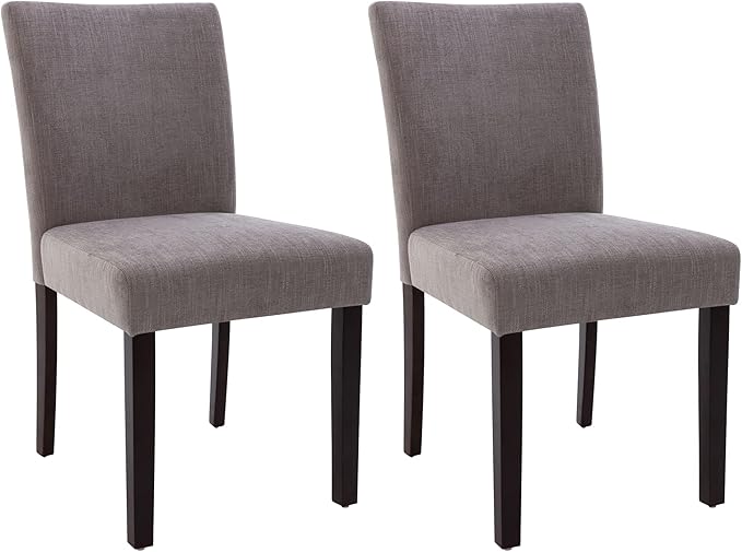 Watson & Whitely Upholstered Dining Chairs Set of 4, Fabric Armless Dining Room Chairs with Solid Wood Legs & Back Side Chair for Kitchen, Living Room, Restaurant, Dark Grey