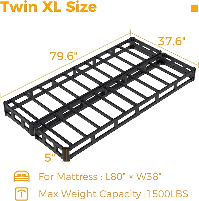 Maenizi Split Twin XL Box Spring 5 Inch, Easy Assembly Bed Foundation, Heavy Duty Low Profile XL Twin Box Spring with Fabric Cover, Noise Free