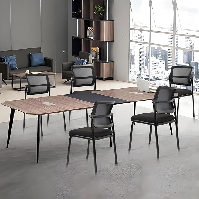 CLATINA 4PK Mesh Stacking Office Desk Chairs, Portable Stackable Bulk Waiting Room Armless Chair with Adjustable Back & Fabric Seat for Guest Lobby Side School Church Conference Break, Black