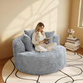 WJShome 50'' Corduroy Single Foam Couches, Oversized Round Chair with Pillows, Circle Chair Sleeper Couch,Modern Sleeper Boneless Sofa for Reading, Gray