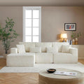 Vanress 110" Cloud Couch Sectional, Corduroy Boneless Couch with L-Shape Chaise,Modern Modular Sectional Sofa Comfy Deep Seat for Living Room, Bedroom, No Assembly (White, Left Facing Chaise)