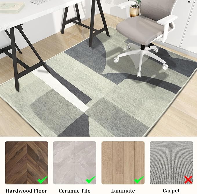 Office Chair Mat for Hardwood Floor, 72"x48" Easy Glide Computer Desk Mat Protector for Rolling Chair Under Desk Rug Nonslip Backing, Machine Wash, (Modern)