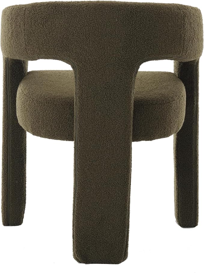 DAYALANE Boucle Dining Chairs Set of 2, Upholstered Sherpa Kitchen Chairs with Arms Comfy Barrel Side Chair for Living Room/Dining Room/Reception, Green