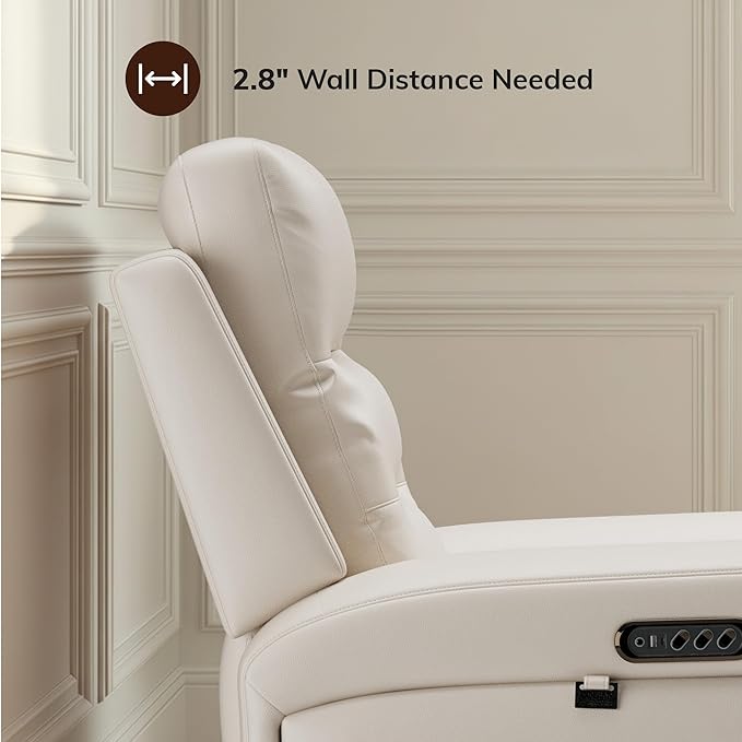 COLAMY Aura Triple Motors Power Recliner Chairs with USB and Type C Port, Home Theater Chair with LED Lights, Electric Wall Hugger Recliner for Living Room, Beige